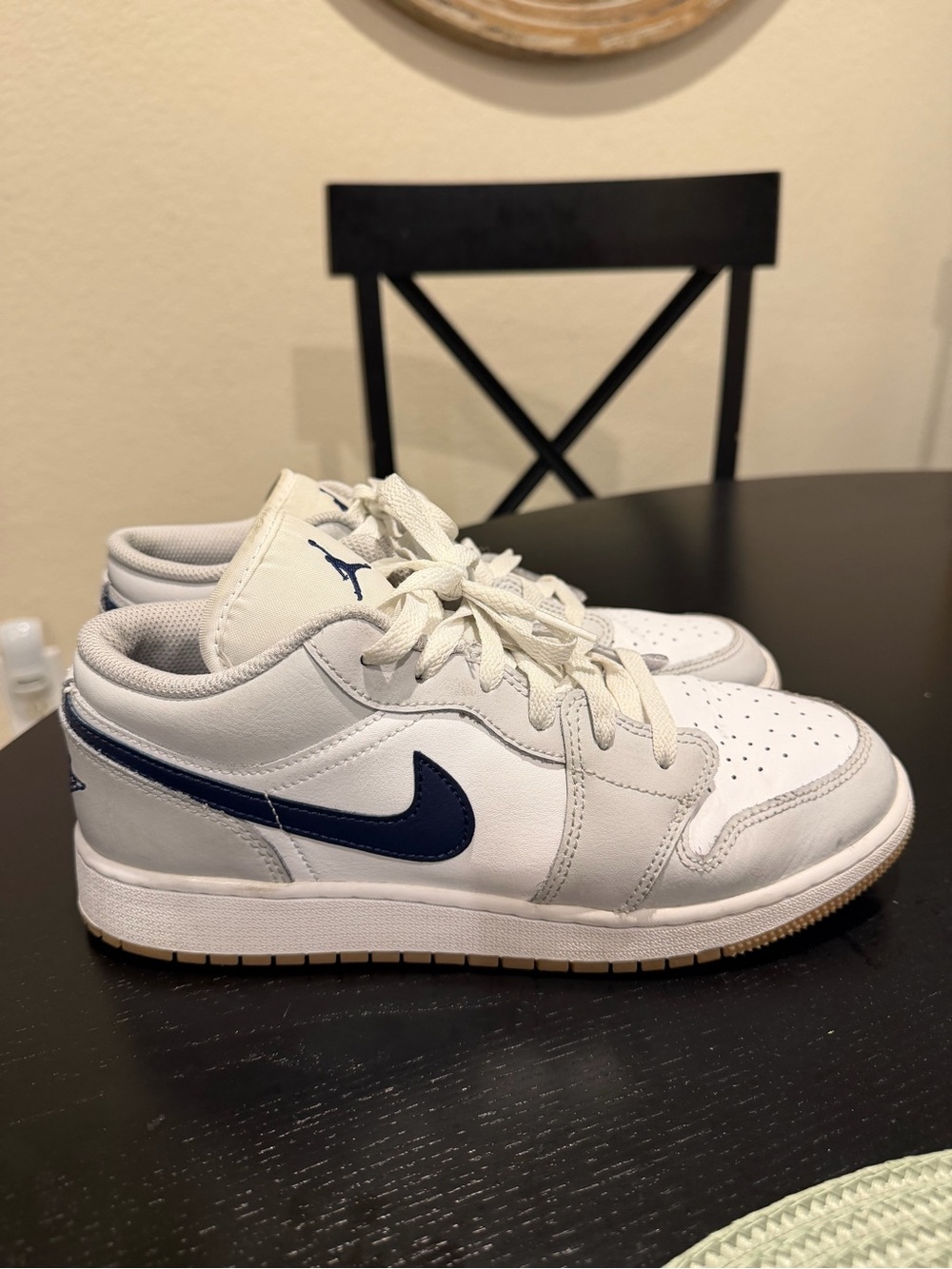 Nike Air Jordan 1 Low-Top Sneakers White and Navy